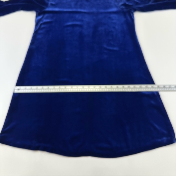 Eileen Fisher blue velour dress Medium round neck Aline silhouette long sleeve - Picture 8 of 16
